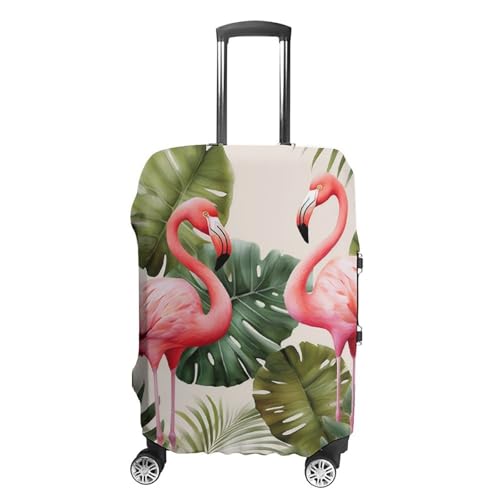 Luggage Covers Anti-Scratch Suitcase Cover Flamingo Palm Trees Leaf Washable Elastic Suitcase Protector Travel Luggage Protector Covers Carry On Luggages Cover L (26-28 inches)