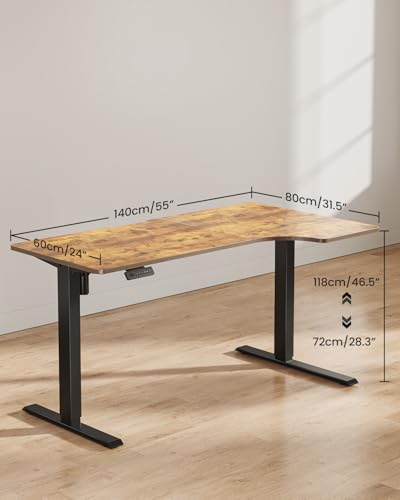 Image of FEZIBO L Shaped Electric Corner Standing Desk, 55x32 inch Home Office & Computer Height Adjustable Table with 4 Memory Height Settings, Ergonomic Sit and Stand desk with Splice Board, Rustic Brown Top