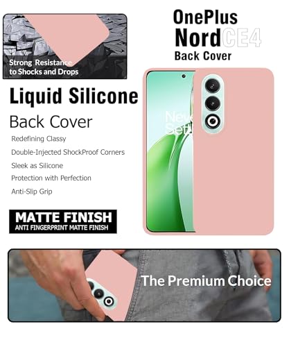 Image of LIRAMARK Liquid Silicone Soft Back Cover Case for OnePlus Nord CE4 5G (Pink)