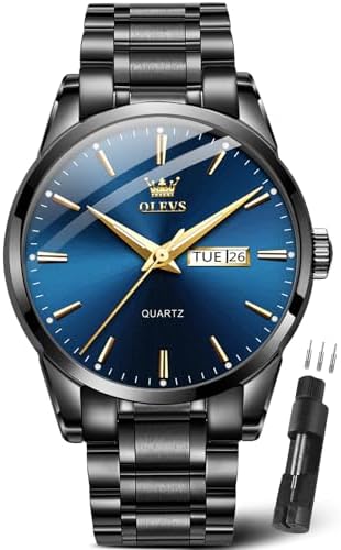 OLEVS Men's Casual Fashion Waterproof Gold Stainless Steel Band Quartz Gold Watches Gifts for Men