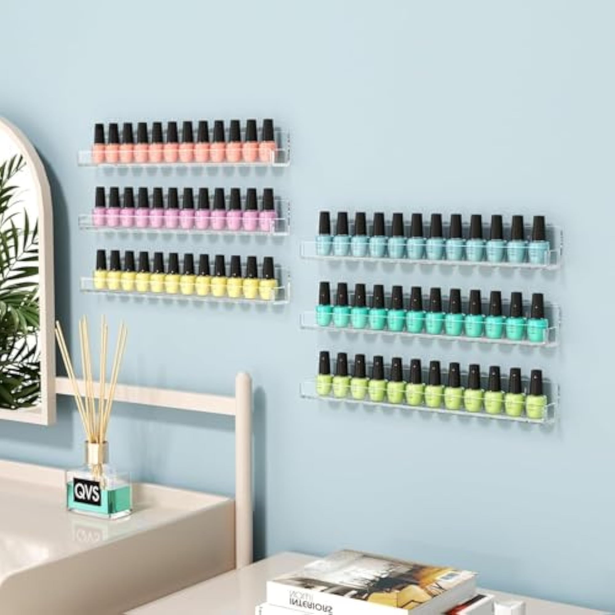 Acrylic Nail Polish Stand Holder, 8-Tier Wall Mounted Rack
