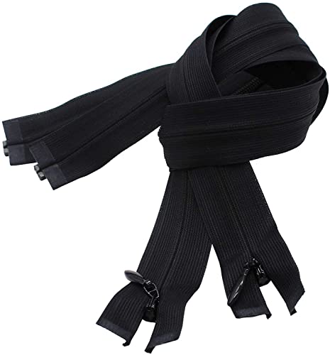 Invisible Light Weight Black Separating YKK Zippers for Clothes, Crafts & Sewing Projects - Color: Black - Choose Your Length - Made in The United States (2 Zippers Per Pack) (24