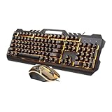 Veemoon ゲーミングキーボード バックライト付き 対応 電子マウス付属 耐摩耗性キーキャップ 懸垂式設計 スマートフォンホルダー内蔵