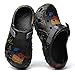 XJITIGER Graffiti Clogs for Men Women: Athletic Slippers - Waterproof Beach Sandals - Fashions Street Art House Shoes with Memory Foam Non-Slip Rubber Sole Black Graffiti 44