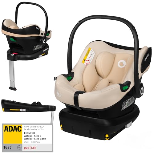LIONELO ASTRID I-size SET Seggiolino Auto per Bambini con Base 40-87 cm Ovetto per Neonati Montaggio ISOFIX, Cinture di Sicurezza a 3 Punti Protezione Laterale, Inserto Dri-Seat, i-Size R129