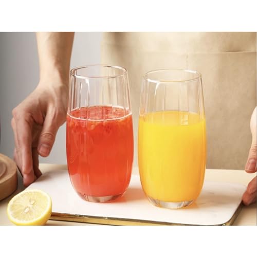 Image of Premium Juice Glasses 450 ML Drinking Glasses, Highball Lead-Free Glasses, Tumblers for Water, Juice, Beer, Cocktail and Mixed Drinks - 2 Pieces, Transparent