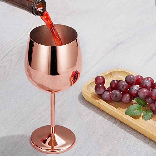 Lifecapido Stainless Steel Wine Glasses Set Of 2, 18Oz Copper Wine Glasses, Stainless Steel Wine Goblets With Cup Brush For Party Office Wedding Anniversary, Great For Red White Wine #TOP2