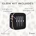 Leopara Glow Portable Makeup Lighting | Set of 4 Cordless, Rechargeable, Suction Vanity Lights for Mirror | Travel Case - Black & Gold