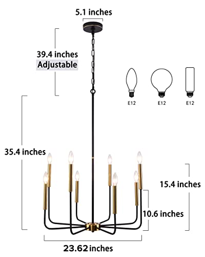 Papaya 8-Light Farmhouse Chandeliers Classic Candle Ceiling Hanging Light Fixture Lighting Bronze For Foyer,Living Room,Kitchen Island,Dining Room,Bedroom #TOP5