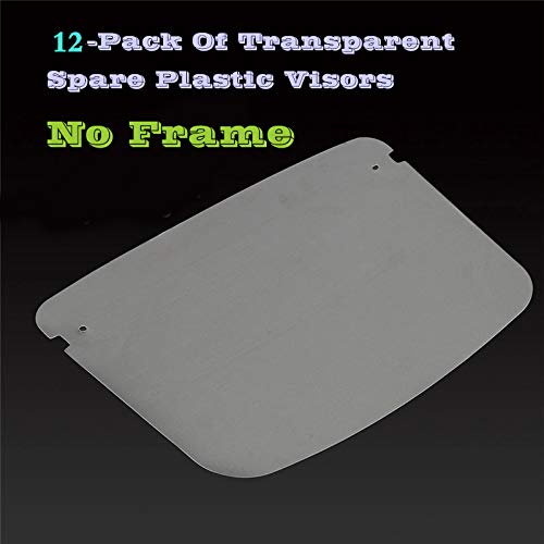 JACHAM 12-Pack of Reusable Replacement Visors for face shields,Transparent Plastic to Cover and Protect Your Face only clear covering without frame(12 packs Replacement Visors without frame )