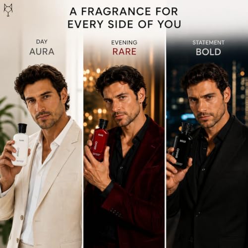 Image of Bravo Premium Extrait De Parfum Luxury Combo Set (3 x 30ml) - Bold (Cognac & Toffee), Aura (Fresh Aquatic Citrus), Rare (Caramel & Vetiver) | Long Lasting Intense Fragrance Gift Pack for Men & Women
