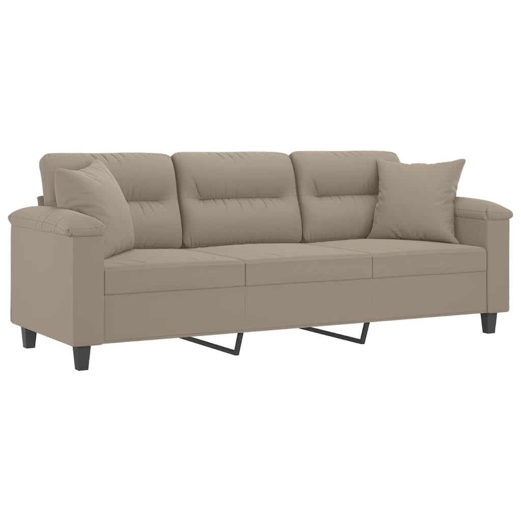 Divano Moderno 3 Posti con Cuscino Tortora in Tessuto Microfibra 180 cm Allungabile con Funzione Sleep Relax Cassapanca Letto per Soggiorno Ufficio Lounge Design Scandinave