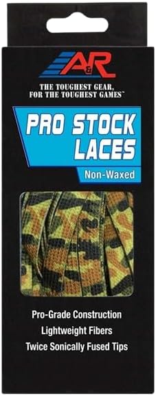 A&R 3 Pair Pack Pro Stock WAXLESS Fused-Tip Hockey Skate Laces, 72"-120" (Green Camo, 108")