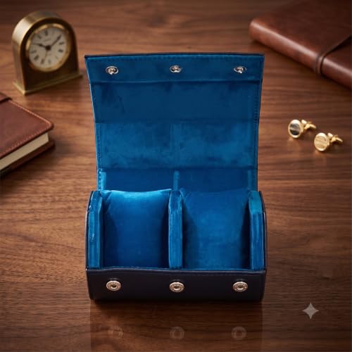 Image of essart 2 Slot watch roll case Blue