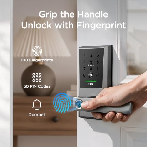 TCL Smart Lock with Handle, Fingerprint Deadbolt Keyless Entry Door Lock - image 2