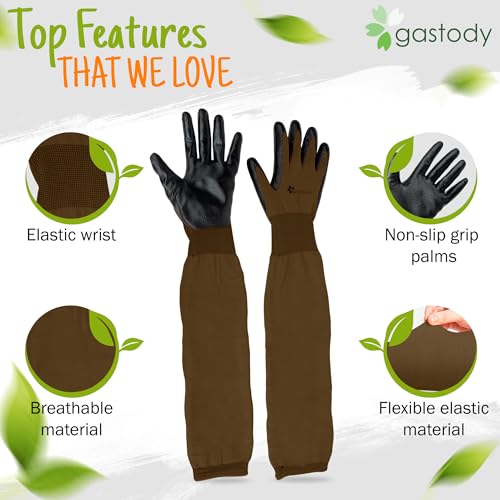 Gastody Long Sleeve Gardening Gloves Women and Men - Long Cuff Garden Gloves, Multipurpose Heavy Duty Outdoor and Indoor