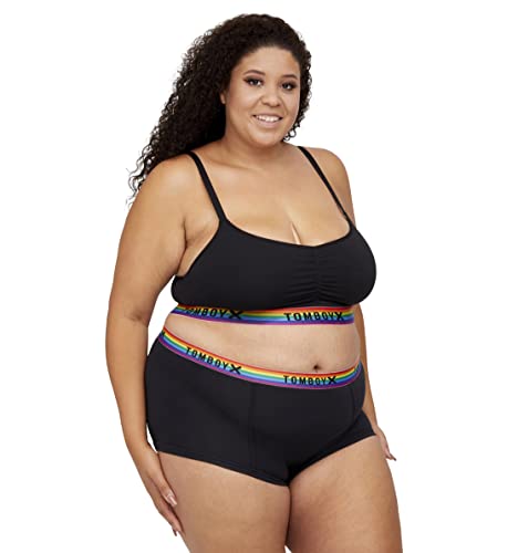 Tomboyx Boy Shorts Underwear, Micromodal Stretchy And Soft All Day Comfort -Medium/Black Rainbow #TOP5
