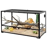 WACOOL TERRA Large Reptile Tank 55 Gallon, 360°Full Vision Glass Reptile Terrarium with Top Mesh Lid for Beaded Dragon Lizard Gecko Snake Hermit Crab Use, 36"(W) X18(D) X20(H)