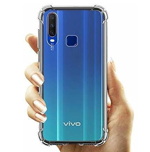 Image of Lustree Compatible with vivo Y12 Back Cover| Clear + TPU Case with 4 Corner Air Cushion Protection & Camera Protection | Slim& Stylus Cover for vivo Y12