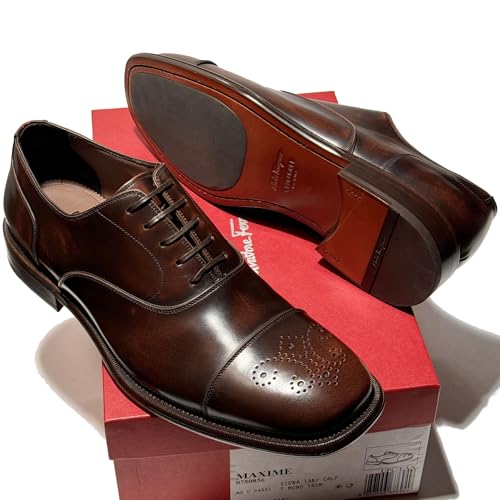 Maxime Men's Brown Cap Toe Brogue Leather Welted Oxford Dress Shoes (Salvatore2