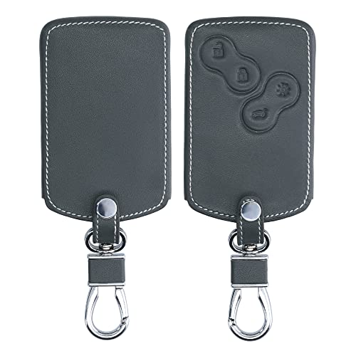 kwmobile Accessoire Clef de Voiture Compatible avec Renault 4-Bouton (Keyless Go Uniquement) - Coque de clé de Voiture en Simili Cuir - Anthracite