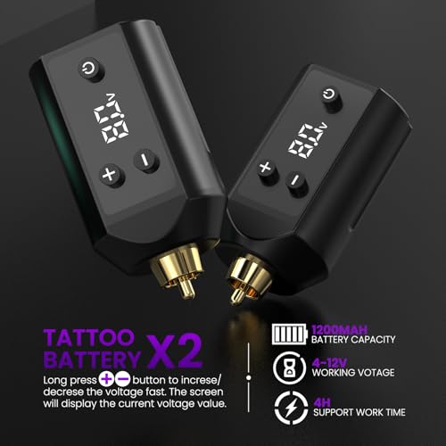 Kit de tatouage sans fil avec machine rotative et double batterie de rechange