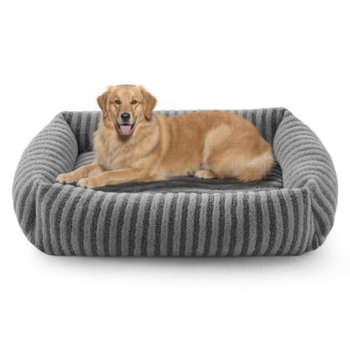 Pawk Hundebett große Hunde – orthopädisches Hundekorb mit abnehmbarem Bezug, rutschfestes waschbares Hundebett mit hohem Rand, 76 x 61 x 20 cm