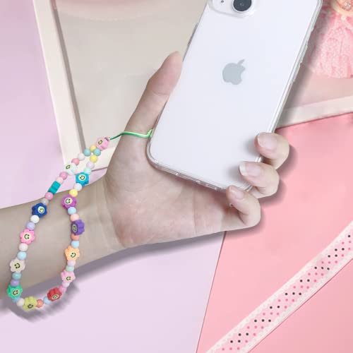 [Haoea] 【2本】 スマホストラップ 携帯ストラップ リストストラップ キーホルダ ポリマークレイビーズ スマイリー かわいい 紛失/落下防止 忘れ物防止 軽量 耐久性 全機種対応 ビーチ