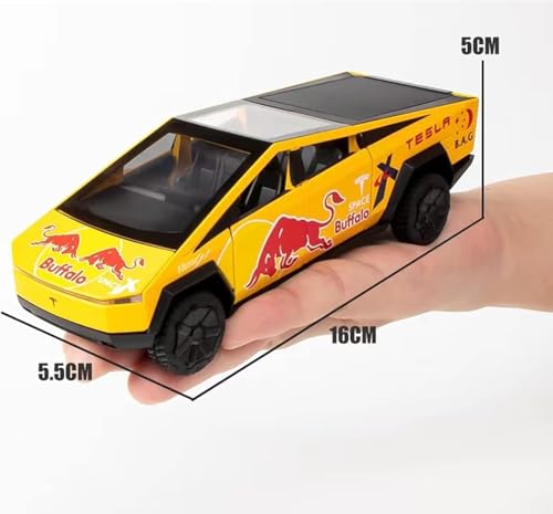 Image of Scale 1:32 Tesla Cybertruck Pickup Red Ball Edition Alloy Diecast Pullback Metal Car Toy with Sound Light & Opening Doors - Great Gift Toy for Kids [ Color as per Stock ]