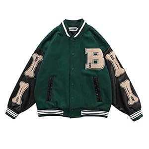 Unisex Varsity Jacket Sweat Jacket Vintage Streetwear Oversized Patchwork