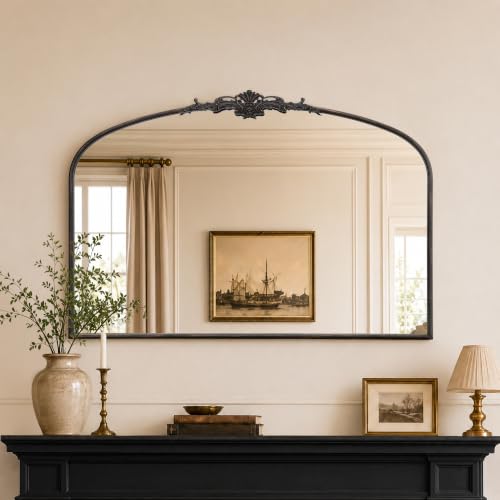 Besdomus Vintage Arched Black Mirror: 48"x33" Oversized Decorative Mirrors
