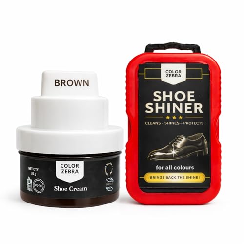 Image of Color Zebra Cream Shoe Polish (Pack 50 Grams) and Shoe Shiner| Carnauba Wax Shoe Polish Cream with Silicon Oil and Leather Conditioner