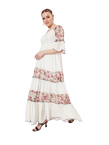 Image of Miss Chase Women's Round Neck Cap Sleeves Lace Knee -Long Skater Dress