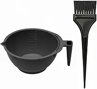 Kit Tigela e Pincel para Tintura de Cabelo – Conjunto Profissional para Aplicação de Coloração, Cremes e Máscaras – Material Resistente e Fácil de Limpar – Cor Preta