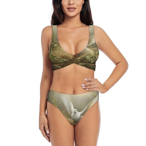 Ensemble maillot de bain deux pièces imprimé colombe de qualité premium