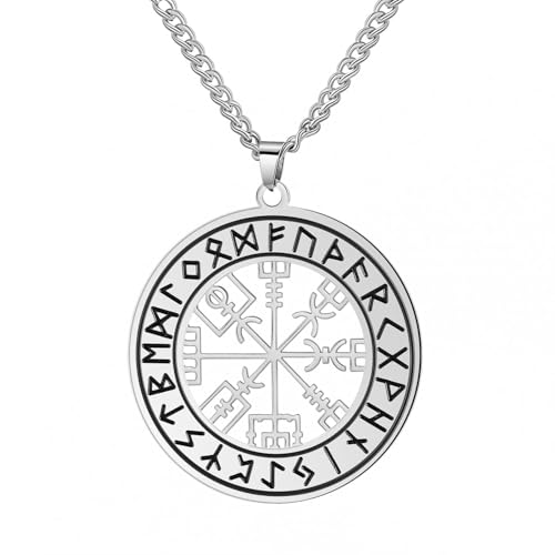 Boussole Vegvísir collier runes talisman de guidance spirituelle