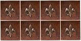 Premier Copper Products T4DBF_PKG8 4-inch x 4-inch Hammered Copper Fleur De Lis Tile - Quantity 8