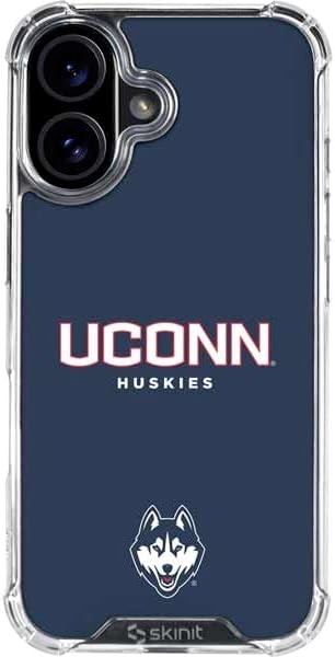 Skinit Clear Phone Case Compatible with iPhone 16 - Officially Licensed University of Connecticut Huskies UConn Design