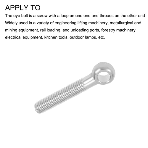 Image of METALLIXITY Shoulder Swing Lifting Bolt (M14x80mm) 2Pcs, 304 Stainless Steel Eye Bolts - for Home Renovation, Pipeline Gate Valves Fasteners, Silver