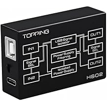 KGUSS Topping HS02 USB 2.0 Audio Isolator - withstands up to 1500VDC, USB-B and Type-C Input, USB-A and Type-C Output, Compatible with PCM32bit 768kHz DSD512