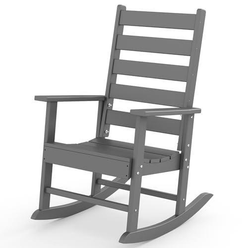 GREENVINES Outdoor-Rocking-Chair | HDPE Plastic | Patio Rockers | Porch Rocker Chairs | Shaker | Oversized | High Ladder Back | Big & Tall | PentaLuxe