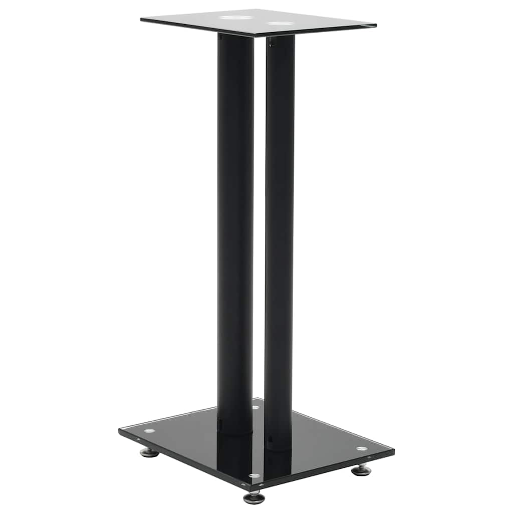 Set di 2 supporti per altoparlanti, design a doppia colonna in vetro temperato e alluminio, altezza stabile, 61 cm, nero