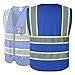 JKSafety Safety Vest for Men Women Hi Vis Vest with Pockets and Zipper Front Reflective High Visibility Vests Meet ANSI Standard Blue Color Extended Yellow Strips (BX320-Blue 2XL)