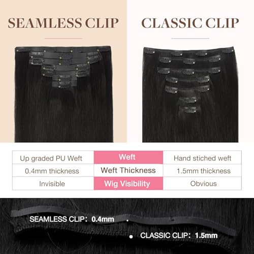 Image of GOO GOO Seamless Clip in Hair Extensions Real Human Hair Remy Extensions