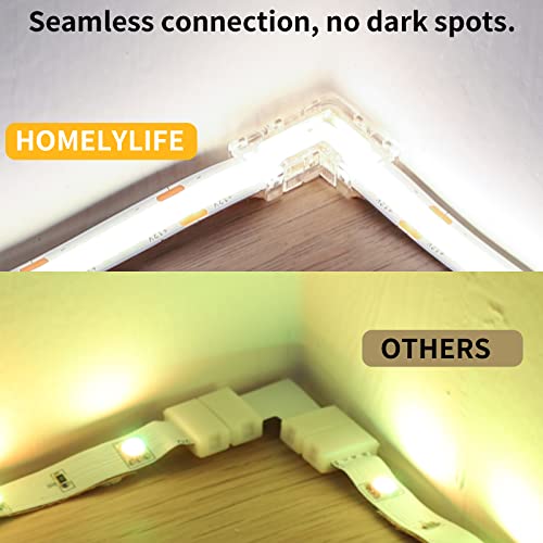 HOMELYLIFE 10 Pcs 2 Pin 8mm Mini COB LED Strip Connectors, Gapless Solderless Clear Connector, Strip to Wire Connectors×2 - Image 4