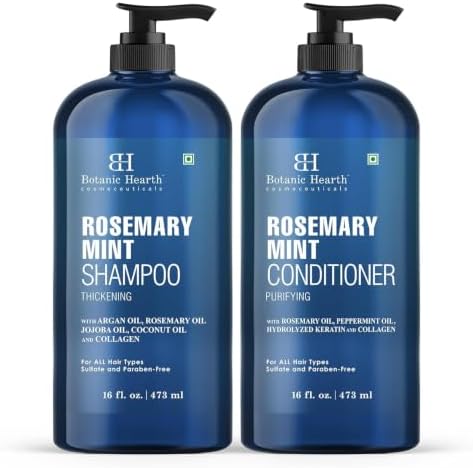 Botanic Hearth Rosemary Mint Shampoo and Conditioner Set, Thickening Formula, Promotes Hair Growth and Scalp Health Sulfate Free & Paraben Free, for Men & Women - 16 fl oz each