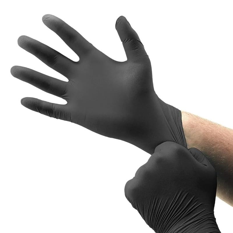 20/50/100 pezzi Guanti monouso in nitrile nero for la pulizia domestica, cucina, il lavaggio delle stoviglie, lavoro, i tatuaggi, SPA, senza lattice(Black 100PCS,M)