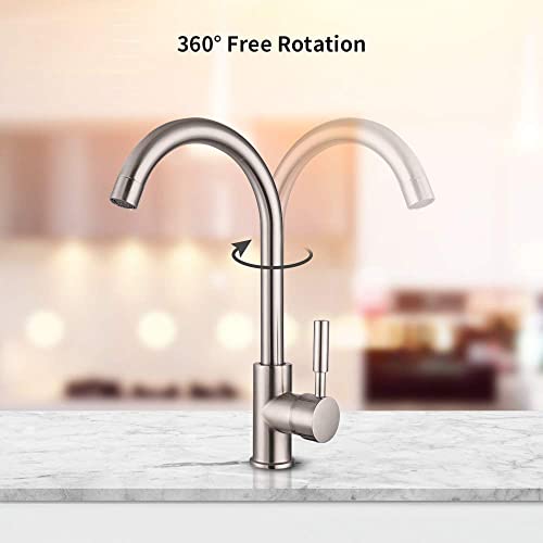Lordear 14 Inch Undermount Deep Single Bowl 16 Gauge Stainless Steel Bar Prep Kitchen Sink Bundle With Bar Sink Faucet 360 Degree Single Handle Stainless Steel Brushed Nickel Small Rv Faucet #TOP6