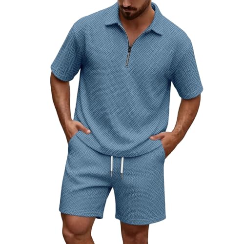 Combinaison de sport légère en maille gaufrée ensemble t-shirt short homme