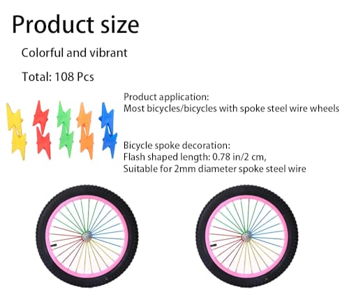 Sndperiexam 108 Pcs Colorful Bike Spoke Beads Mixed Color Small Bike Wheel Spoke Decorations，Bike Components and Parts - Thumbnail 2